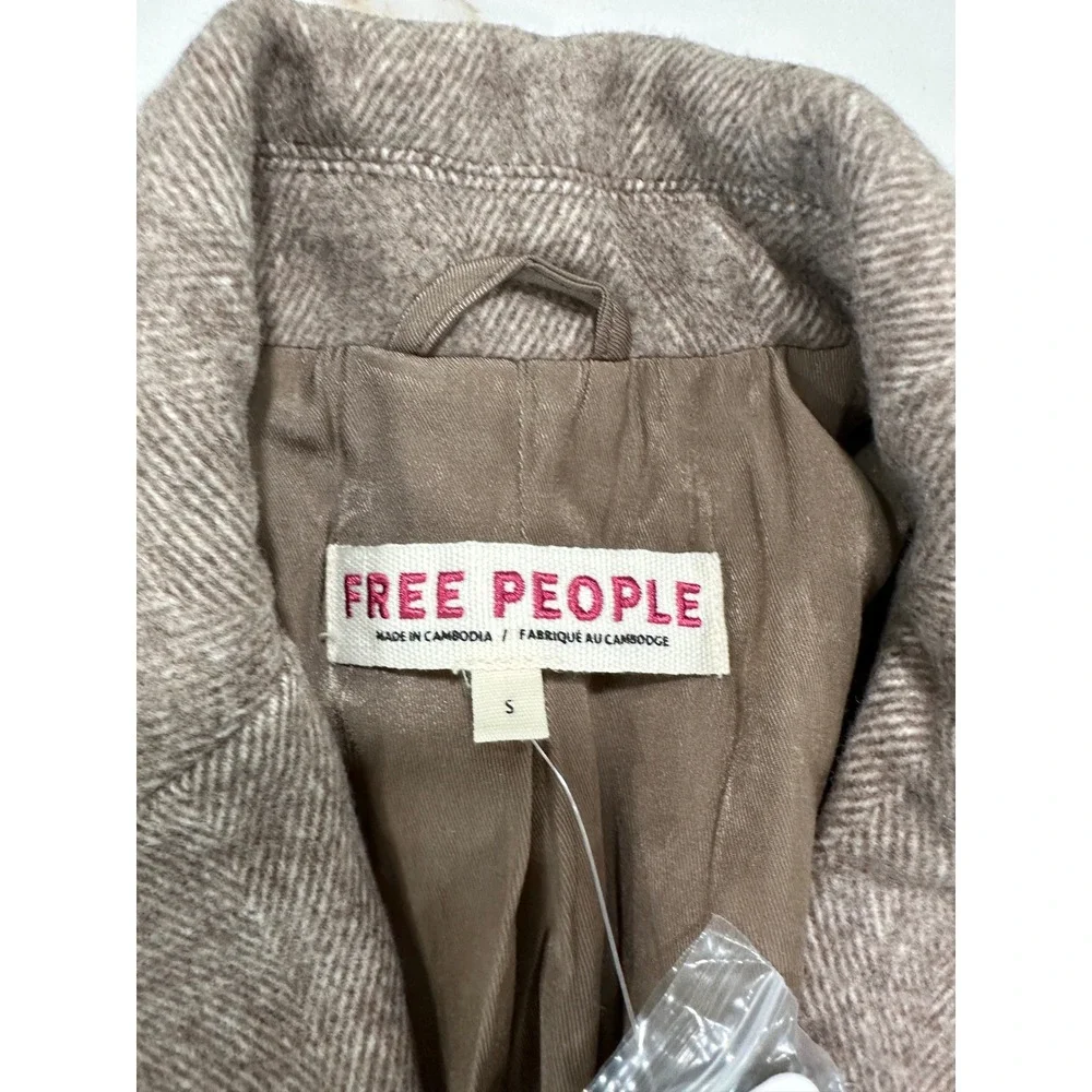 Free People Satchel Ivory Herringbone Wool Blend Blazer OB2320896 Mens S